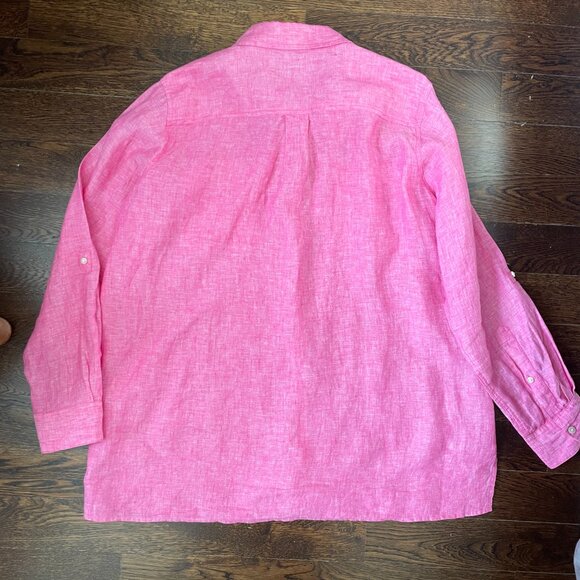 Land's End Bright Pink 100% Linen Blouse Shirt-Extra Large - Picture 4 of 8
